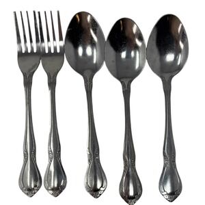 5 Stainless Flatware Replacement Pieces Floral Pattern Forks Spoons China
